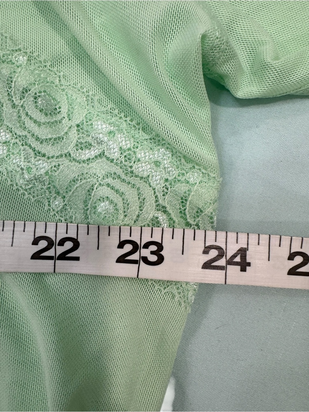 Dolan Light Green Lace-Trim Sheer Women's Top. Size Medium - Picture 5 of 7